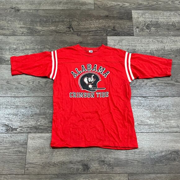 Artex Tops - Vintage 80s Artex Alabama Crimson Tide Football 3/4 Sleeve Red T-Shirt Large